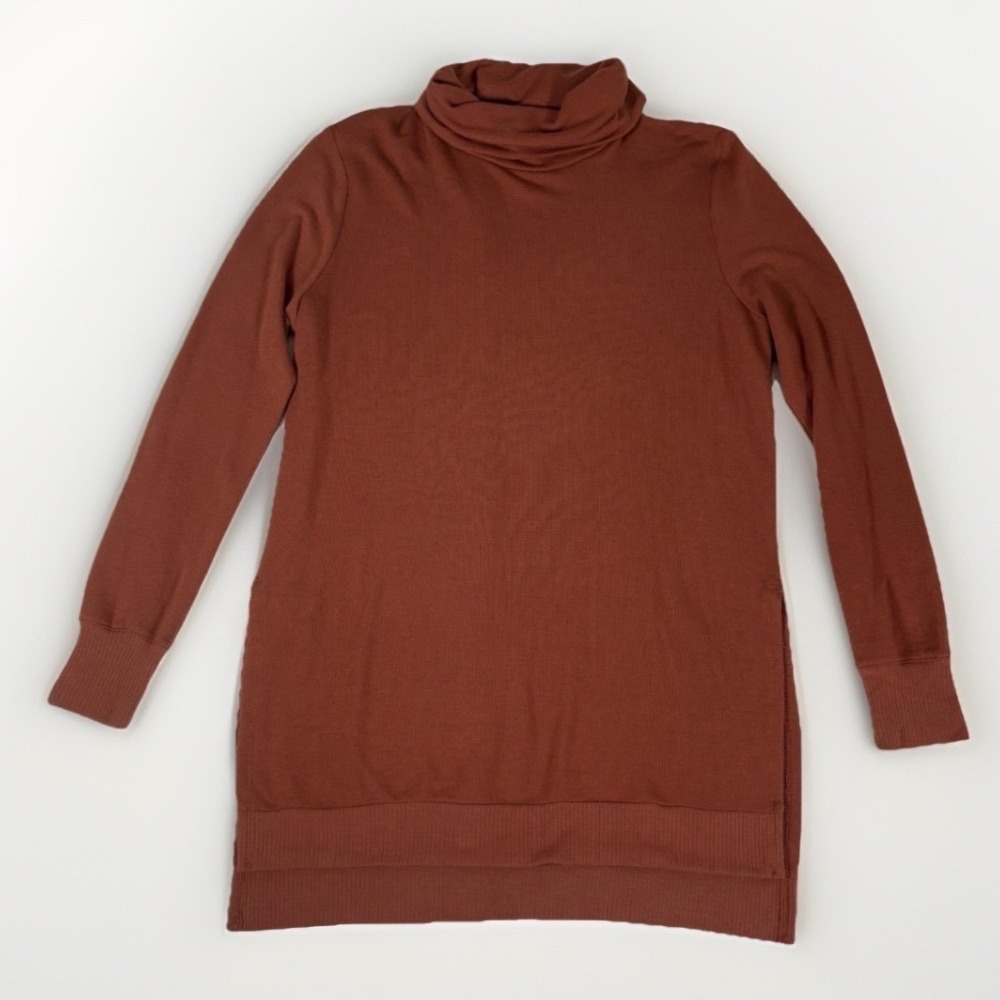 Madison & Berkeley Tunic Top Womens Small Rust Orange Cowl Neck Long Sleeve Fall